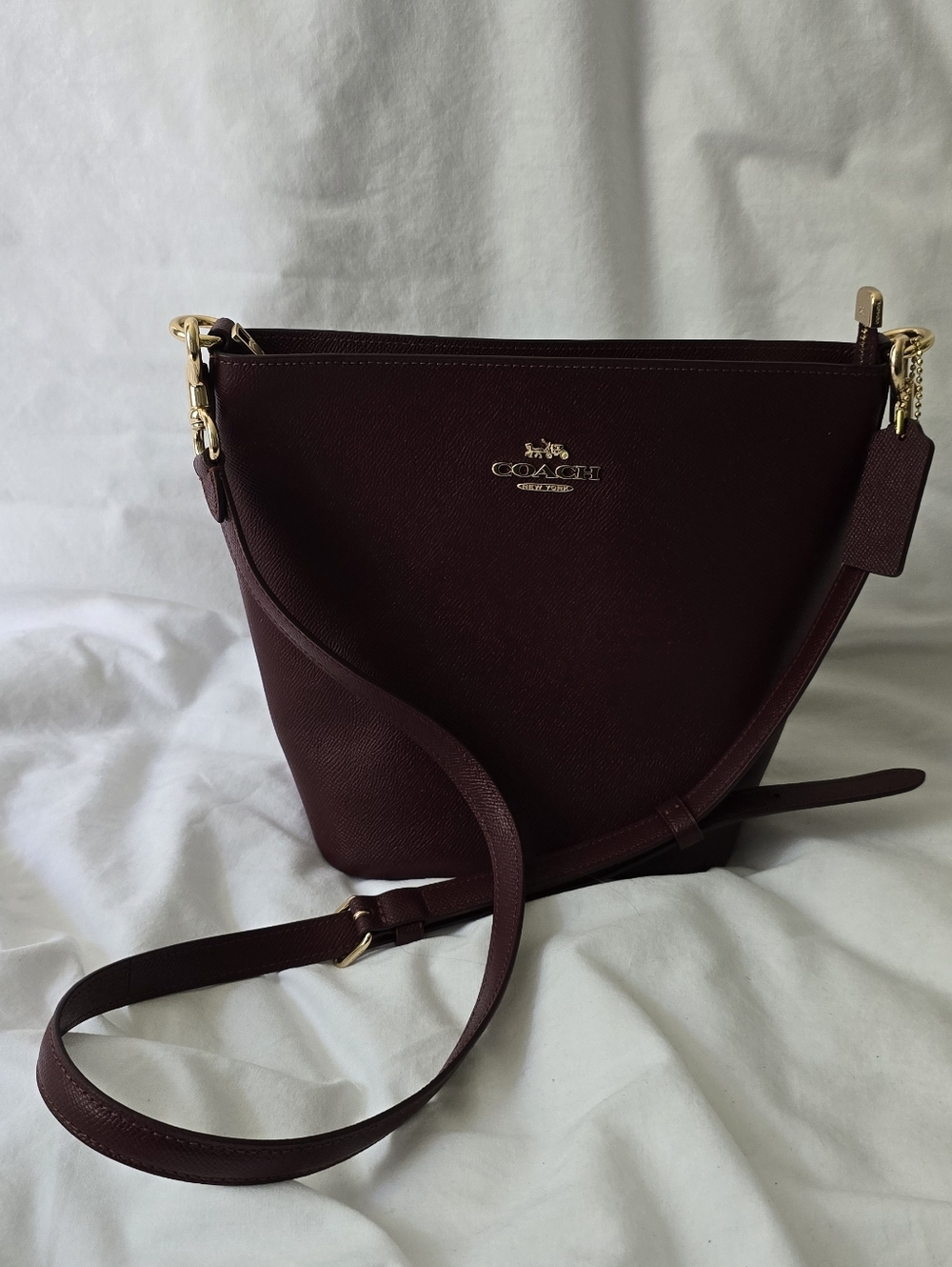 Coach Crossbody Bag in Deep Wine with Gold Hardware